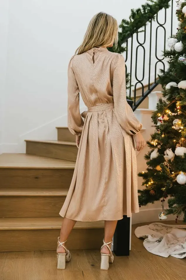 Ariana Zebra Midi Dress In Champagne Champagne Women Bohme Dresses