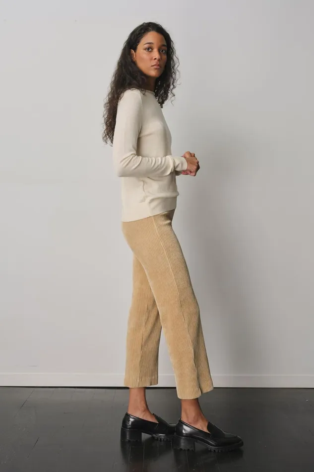 Avenue Montaigne ALEX Corduroy Khaki Women Pants