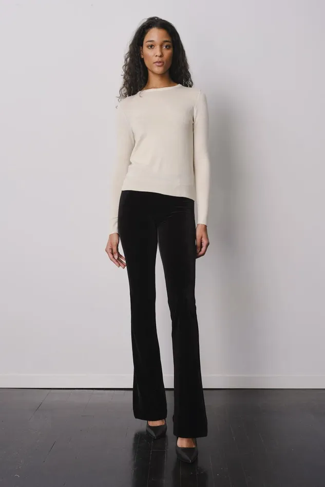 Avenue Montaigne BELLINI Velvet Black Women Pants