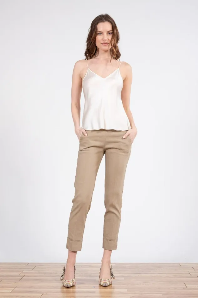 Avenue Montaigne BEN Linen Khaki Women Pants