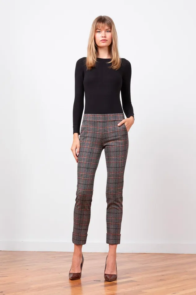 Avenue Montaigne BEN Tartan Plaid Women Pants