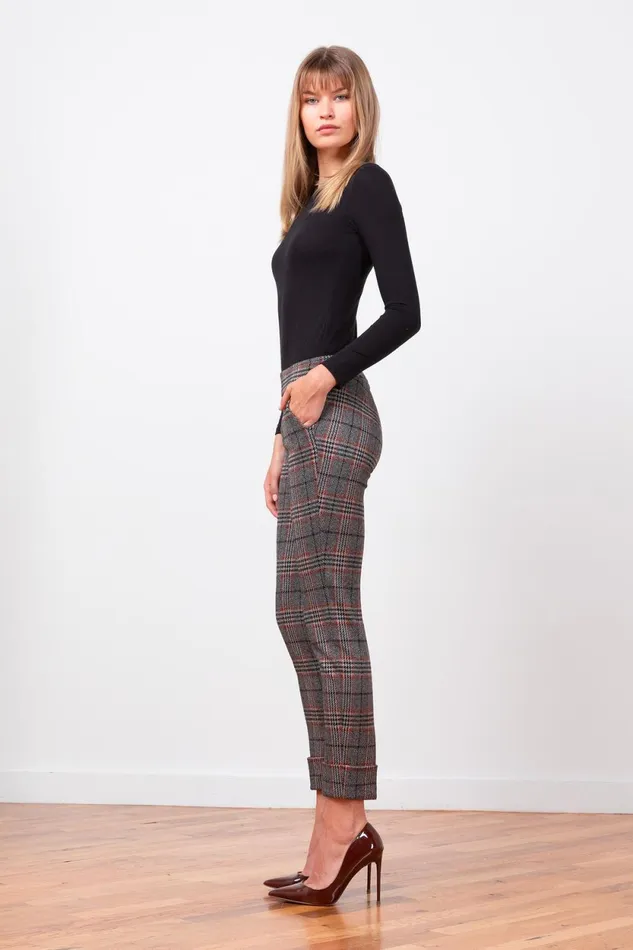 Avenue Montaigne BEN Tartan Plaid Women Pants