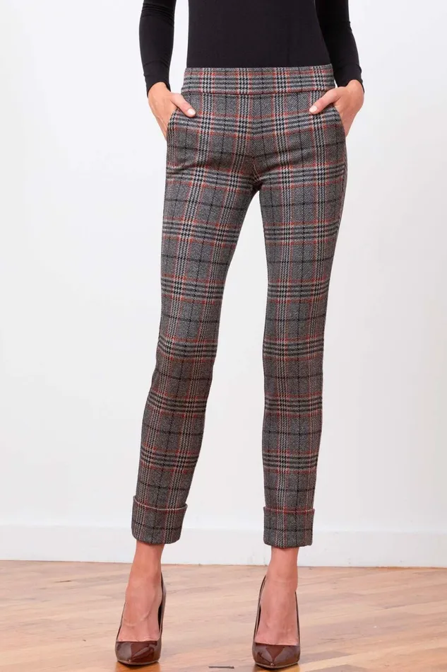 Avenue Montaigne BEN Tartan Plaid Women Pants