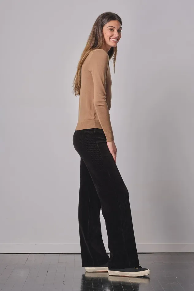 Avenue Montaigne FLAVIA Corduroy Black Women Pants Avenue Montaigne FLAVIA Corduroy Black Women Pants