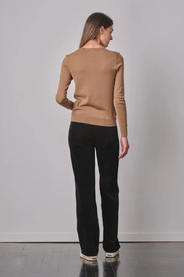 Avenue Montaigne FLAVIA Corduroy Black Women Pants Avenue Montaigne FLAVIA Corduroy Black Women Pants