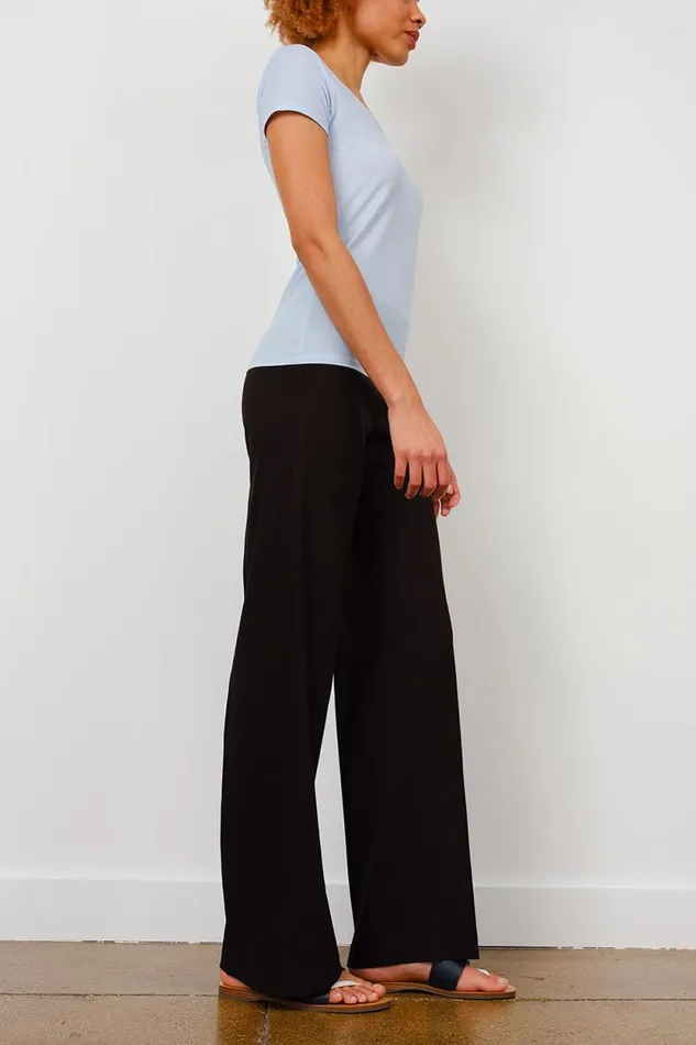 Avenue Montaigne FLAVIA Linen Black Women Pants Avenue Montaigne FLAVIA Linen Black Women Pants