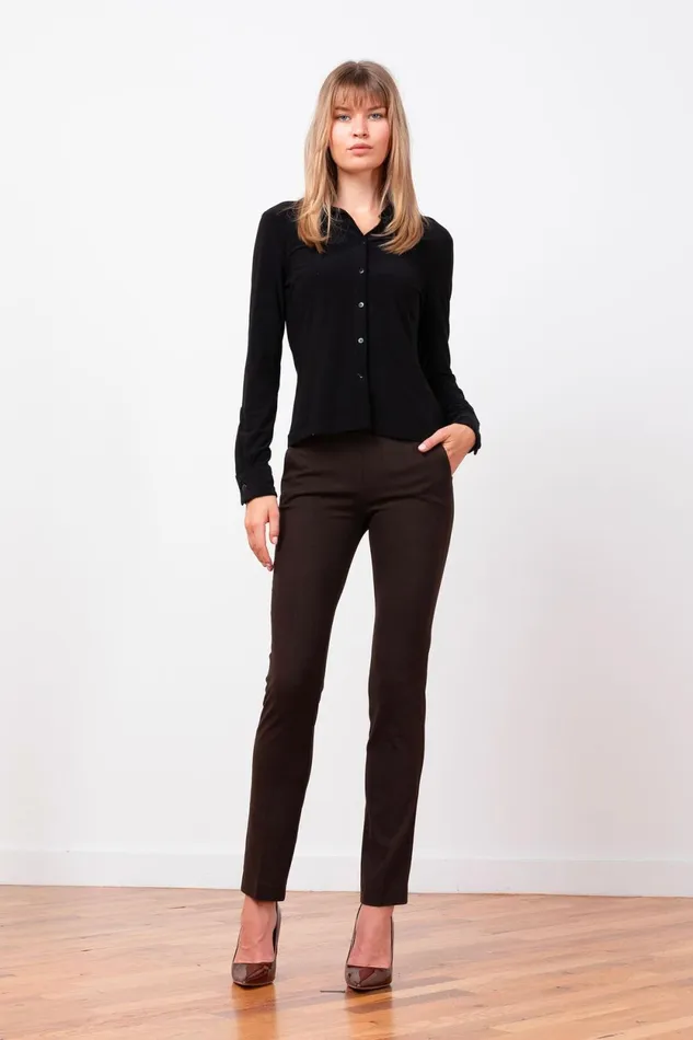 Avenue Montaigne LOUIS Flannel Brown Women Pants