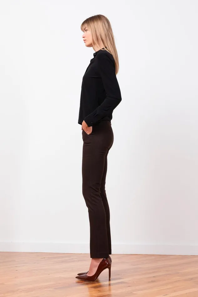 Avenue Montaigne LOUIS Flannel Brown Women Pants