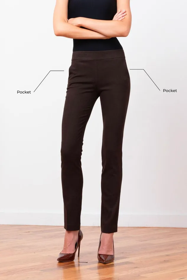 Avenue Montaigne LOUIS Flannel Brown Women Pants