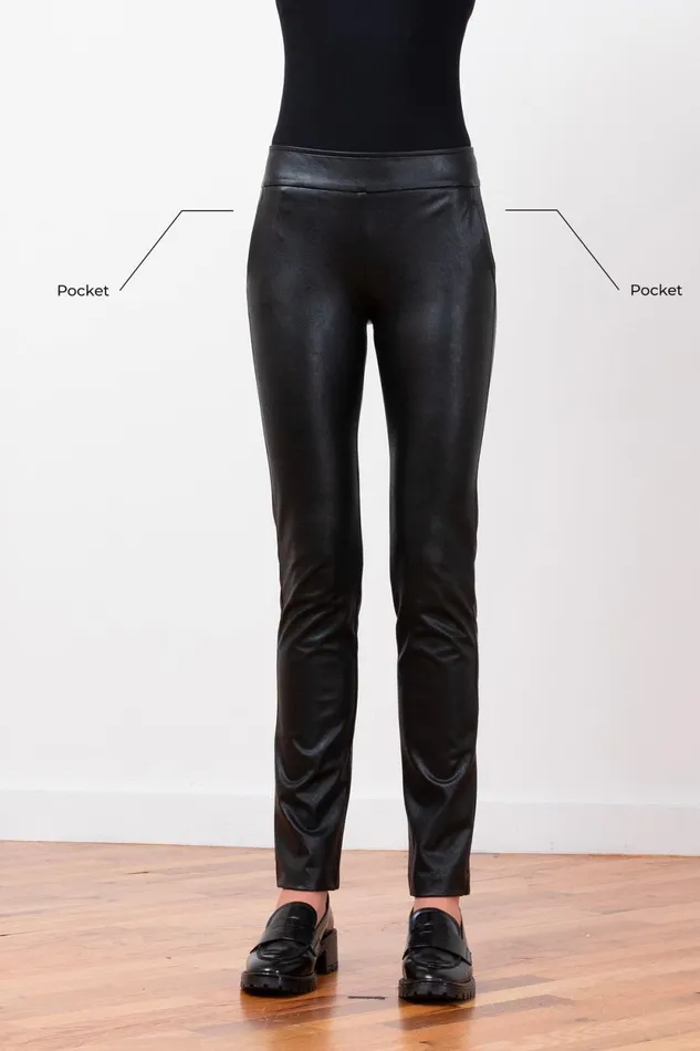 Avenue Montaigne LOUIS Pleather Black Women Pants Avenue Montaigne LOUIS Pleather Black Women Pants