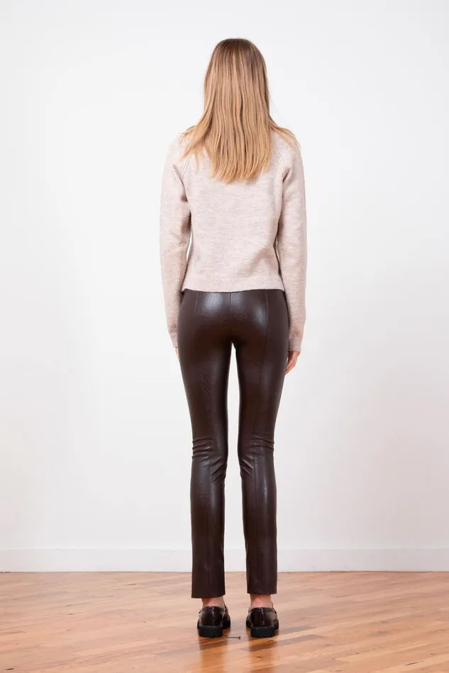 Avenue Montaigne MAX Pleather Brown Women Pants Avenue Montaigne MAX Pleather Brown Women Pants
