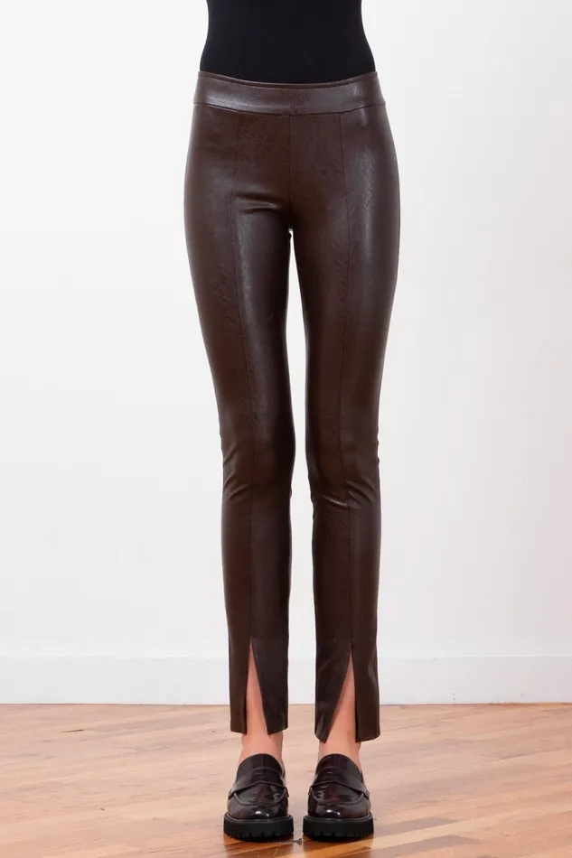 Avenue Montaigne MAX Pleather Brown Women Pants Avenue Montaigne MAX Pleather Brown Women Pants