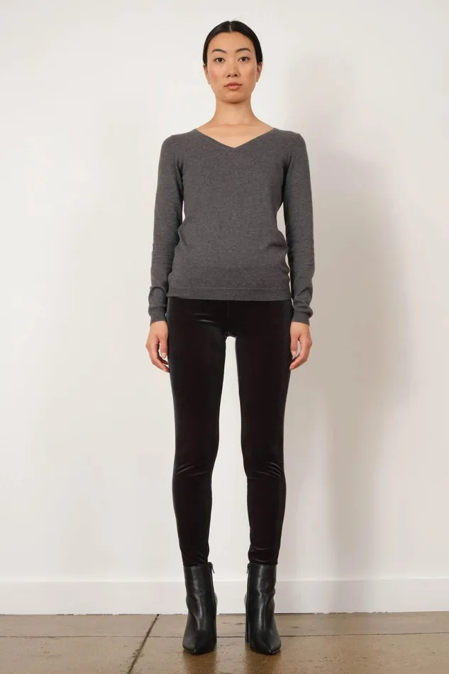 Avenue Montaigne PULL ON SKINNY Velvet Charcoal Women Pants