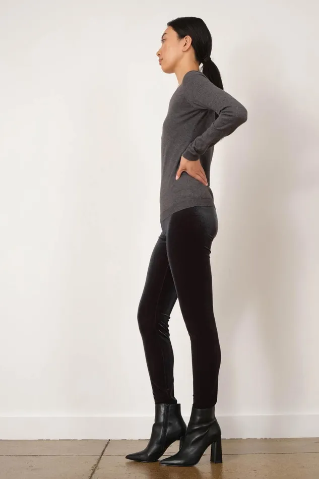 Avenue Montaigne PULL ON SKINNY Velvet Charcoal Women Pants Avenue Montaigne PULL ON SKINNY Velvet Charcoal Women Pants