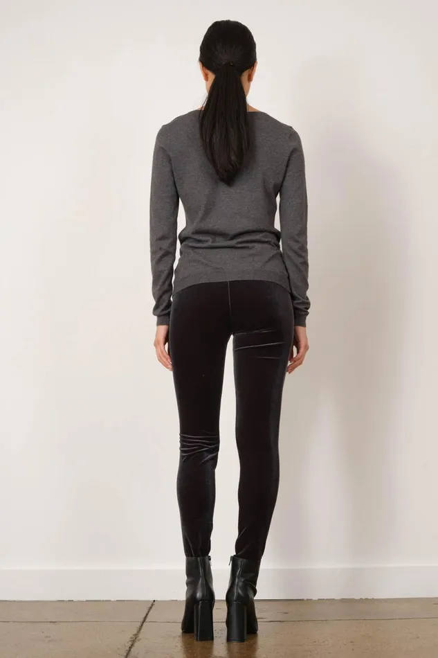 Avenue Montaigne PULL ON SKINNY Velvet Charcoal Women Pants Avenue Montaigne PULL ON SKINNY Velvet Charcoal Women Pants