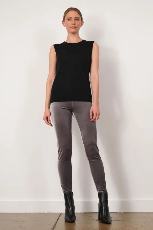 Avenue Montaigne PULL ON SKINNY Velvet Light Grey Women Pants