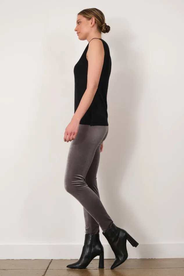 Avenue Montaigne PULL ON SKINNY Velvet Light Grey Women Pants Avenue Montaigne PULL ON SKINNY Velvet Light Grey Women Pants