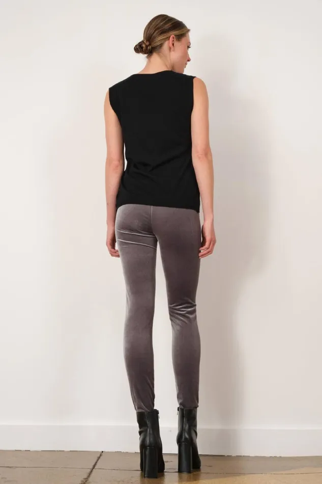 Avenue Montaigne PULL ON SKINNY Velvet Light Grey Women Pants Avenue Montaigne PULL ON SKINNY Velvet Light Grey Women Pants