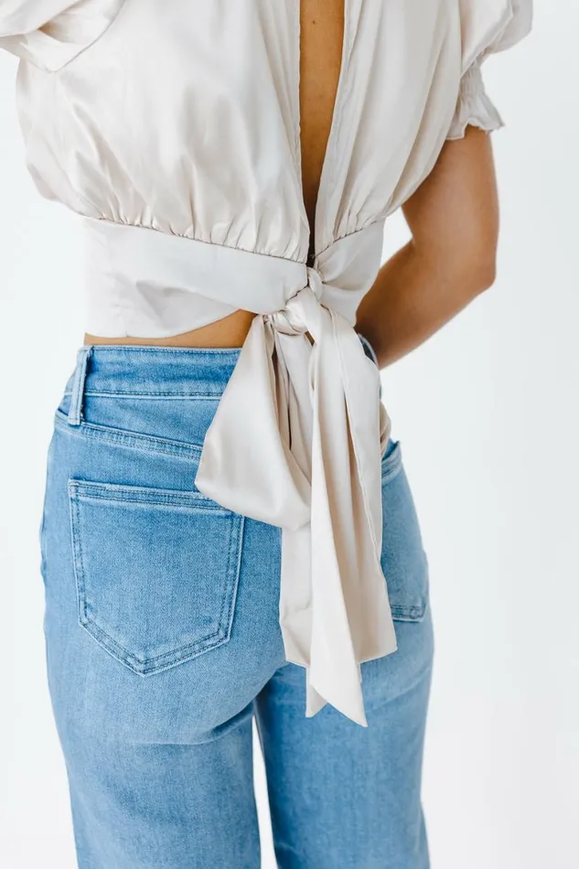 Avery Cropped Blouse In Champagne 8211 FINAL SALE Champagne Women Bohme Tops