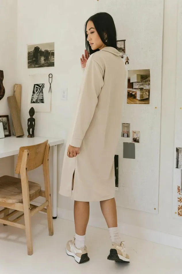 Ayden Quarter Zip Dress In Natural Natural Women Bohme Dresses