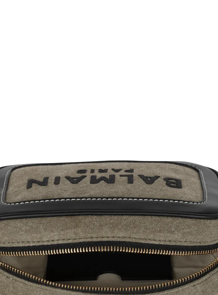 BArmy Canvas And Leather Clutch Khaki Women Balmain Crossbody Bags