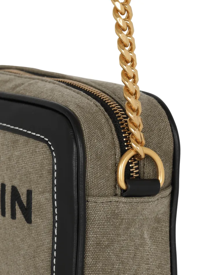 BArmy Canvas And Leather Clutch Khaki Women Balmain Crossbody Bags