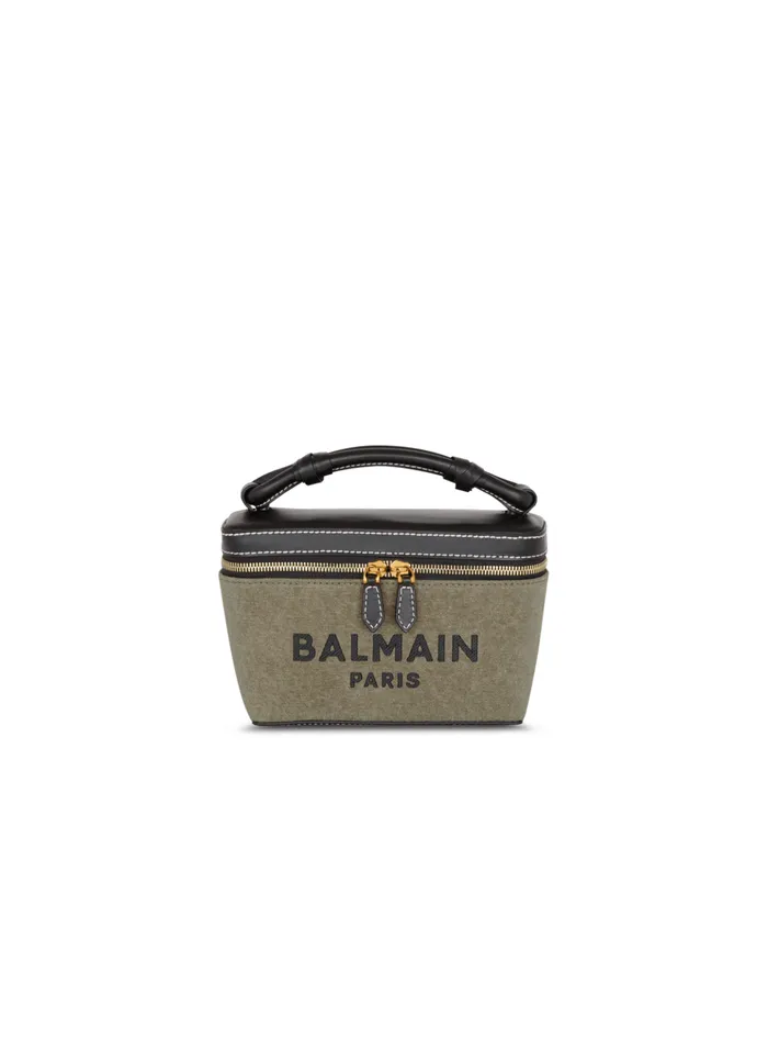 BArmy Vanity Case In Canvas And Leather Khaki Women Balmain Handbags