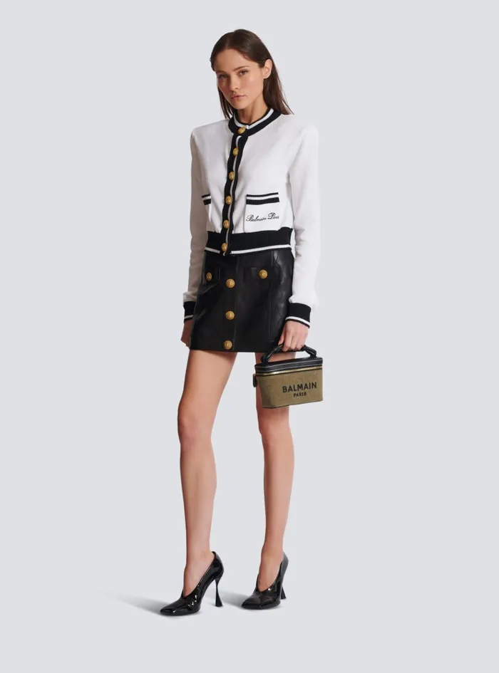 BArmy Vanity Case In Canvas And Leather Khaki Women Balmain Handbags