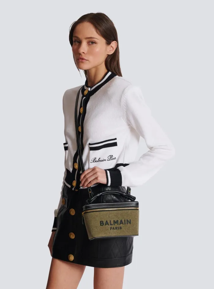 BArmy Vanity Case In Canvas And Leather Khaki Women Balmain Handbags