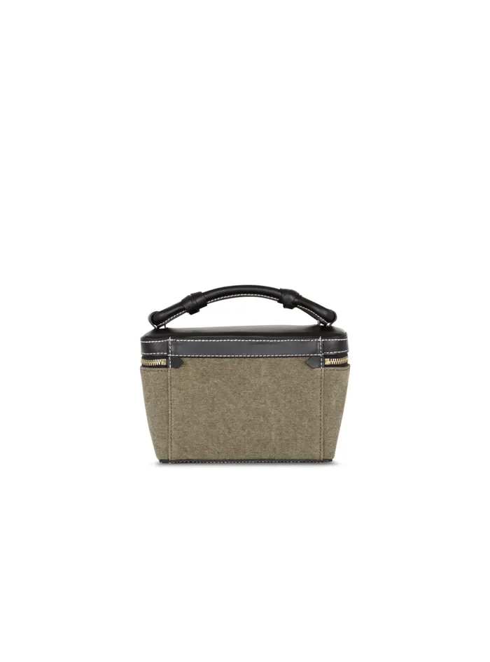 BArmy Vanity Case In Canvas And Leather Khaki Women Balmain Handbags