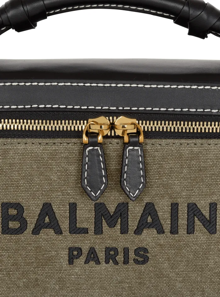 BArmy Vanity Case In Canvas And Leather Khaki Women Balmain Handbags