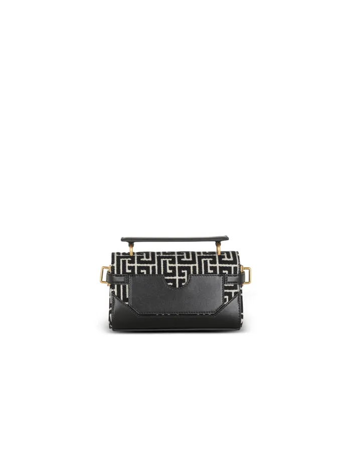 BBuzz 19 Leather Bag With Jacquard Monogram Black Women Balmain Handbags