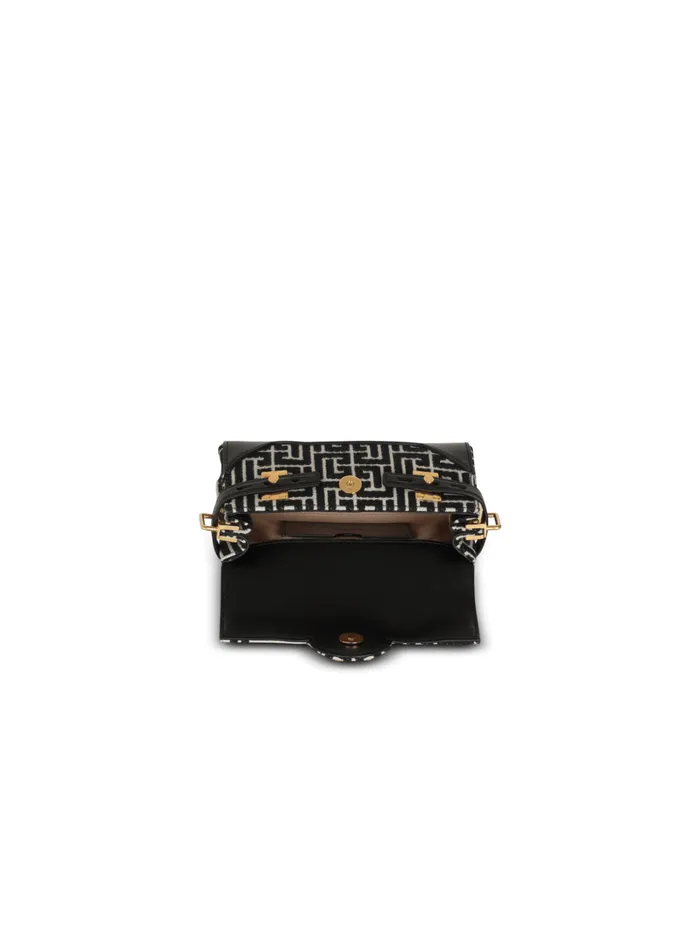 BBuzz 19 Leather Bag With Jacquard Monogram Black Women Balmain Handbags