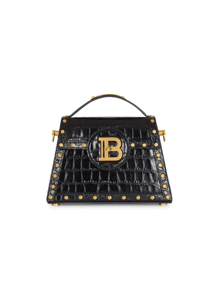BBuzz Dynasty Bag In Crocodileprint Leather Black Women Balmain Handbags