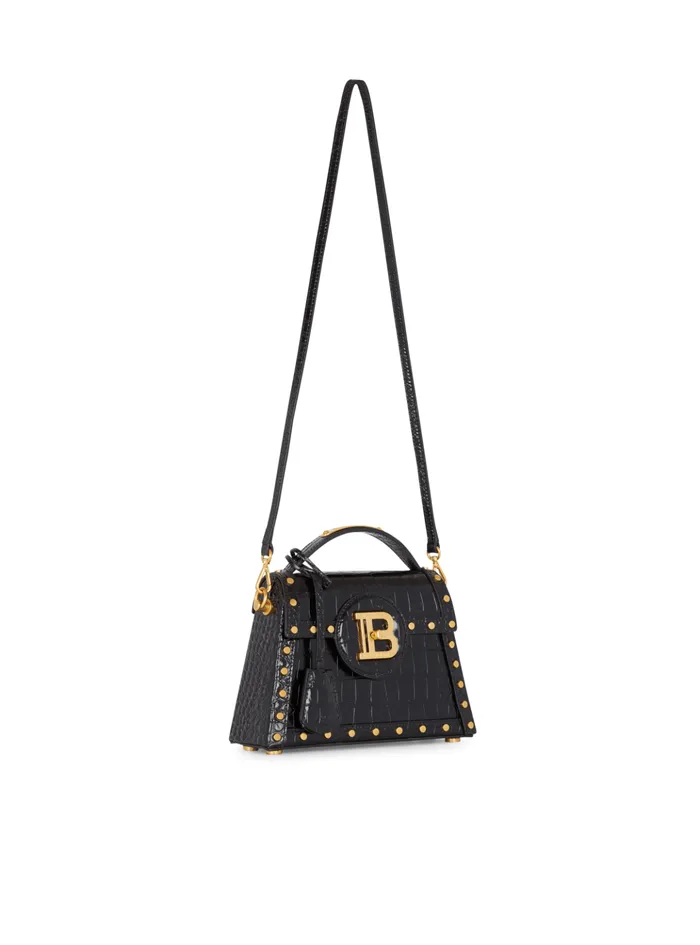 BBuzz Dynasty Bag In Crocodileprint Leather Black Women Balmain Handbags