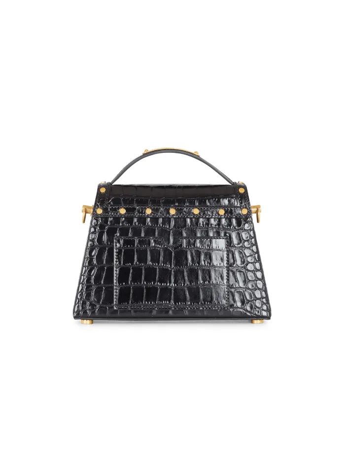 BBuzz Dynasty Bag In Crocodileprint Leather Black Women Balmain Handbags