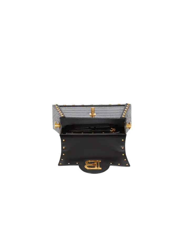 BBuzz Dynasty Bag In Crocodileprint Leather Black Women Balmain Handbags