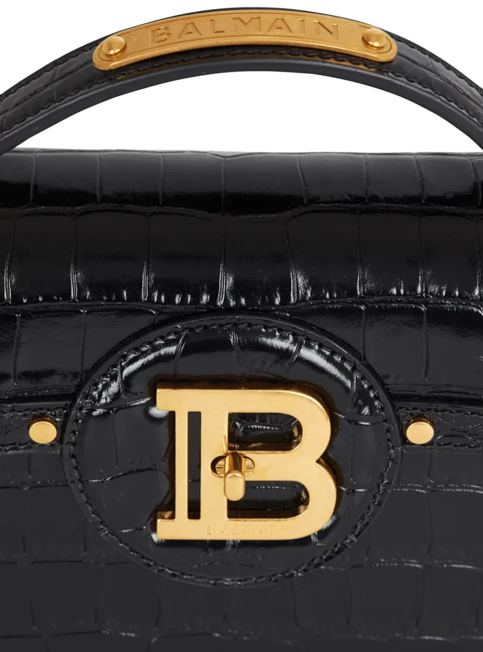 BBuzz Dynasty Bag In Crocodileprint Leather Black Women Balmain Handbags