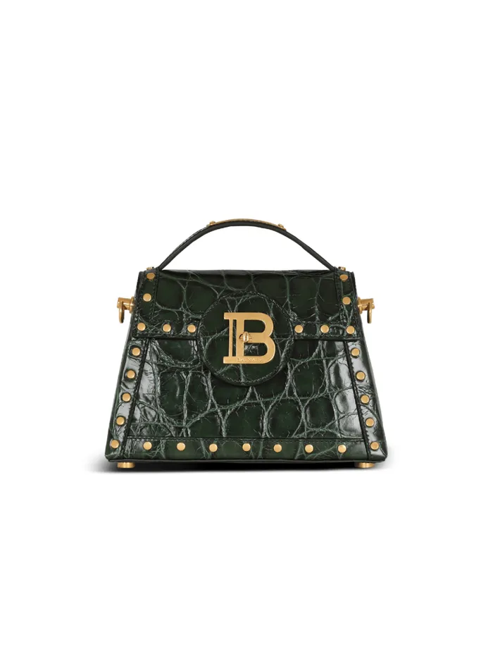 BBuzz Dynasty Bag In Crocodileprint Leather Green Women Balmain Handbags