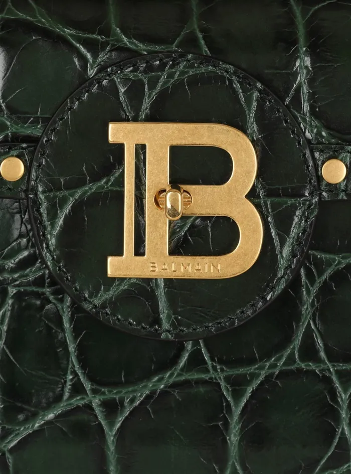 BBuzz Dynasty Bag In Crocodileprint Leather Green Women Balmain Handbags