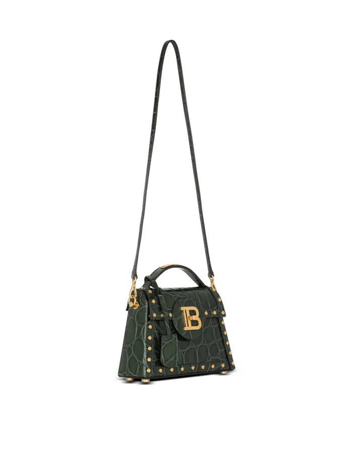 BBuzz Dynasty Bag In Crocodileprint Leather Green Women Balmain Handbags