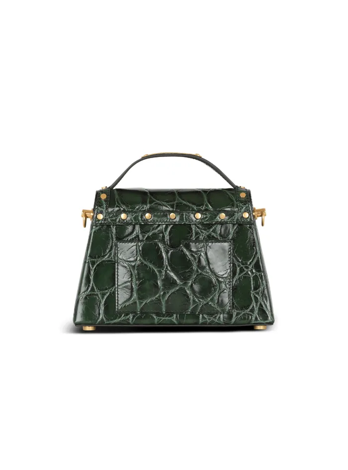 BBuzz Dynasty Bag In Crocodileprint Leather Green Women Balmain Handbags