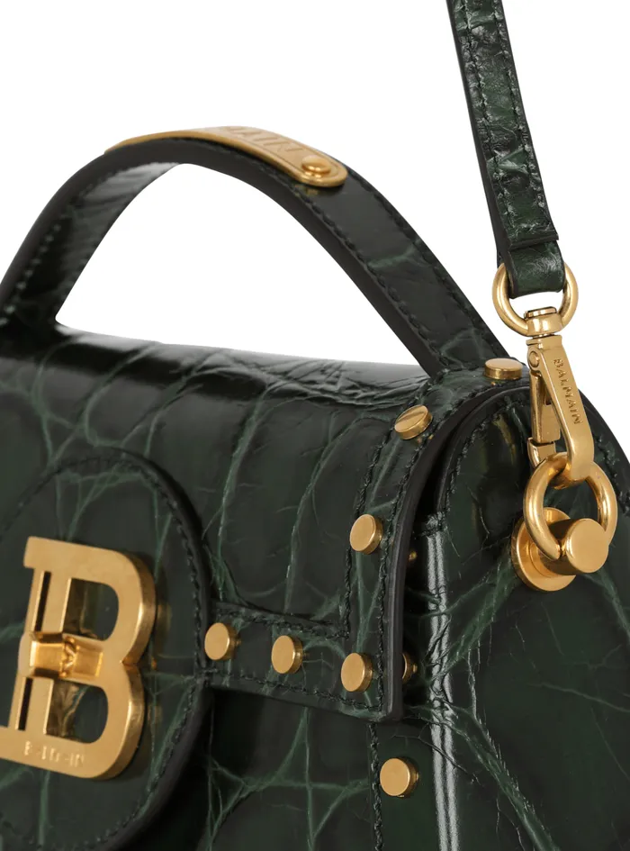 BBuzz Dynasty Bag In Crocodileprint Leather Green Women Balmain Handbags