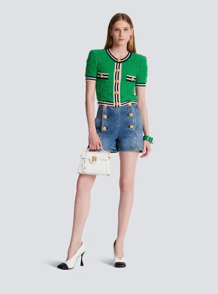 BBuzz Dynasty Bag In Diamondembossed Calfskin White Women Balmain Handbags