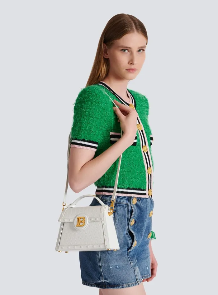 BBuzz Dynasty Bag In Diamondembossed Calfskin White Women Balmain Handbags