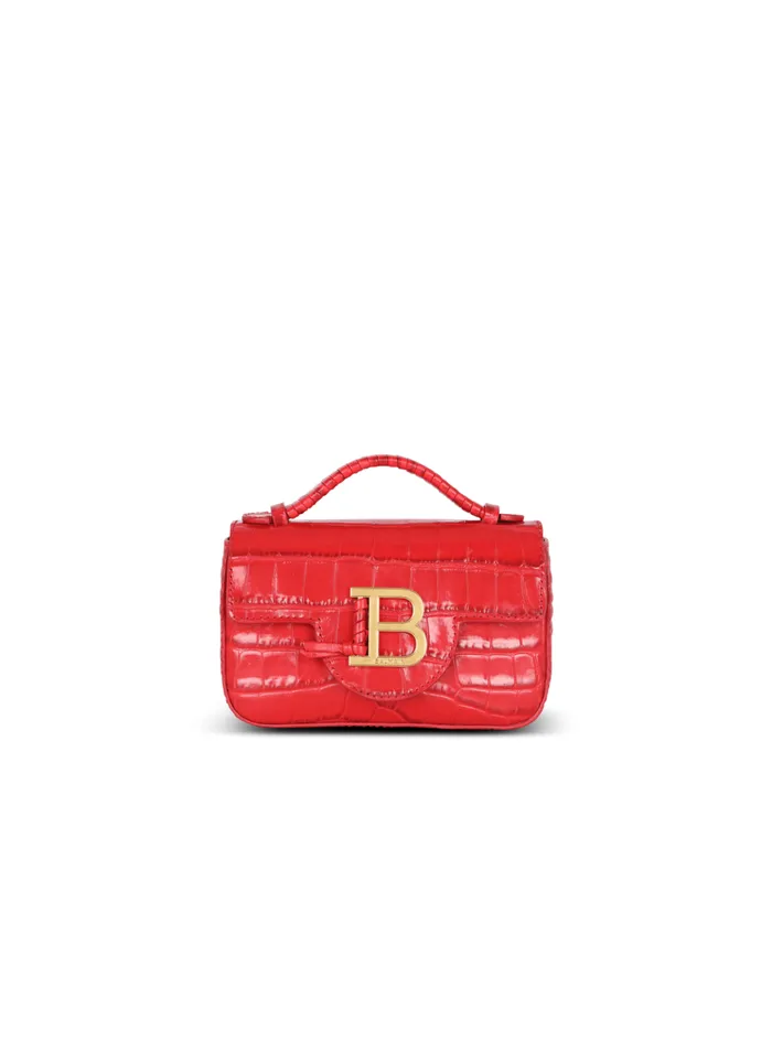 BBuzz Mini Bag In Crocodileprint Leather Red Women Balmain Handbags