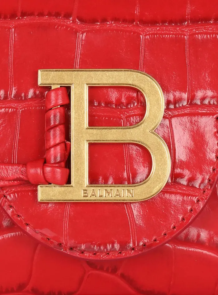 BBuzz Mini Bag In Crocodileprint Leather Red Women Balmain Handbags