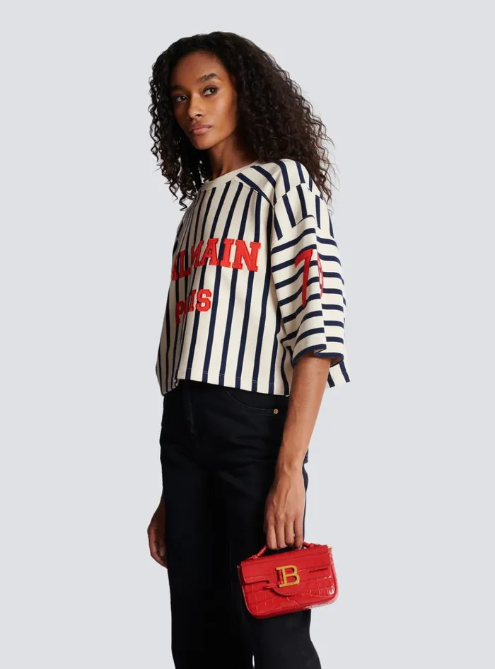 BBuzz Mini Bag In Crocodileprint Leather Red Women Balmain Handbags
