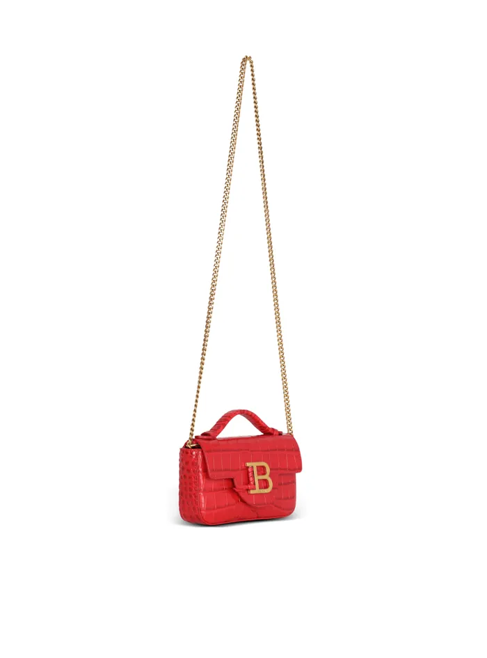 BBuzz Mini Bag In Crocodileprint Leather Red Women Balmain Handbags