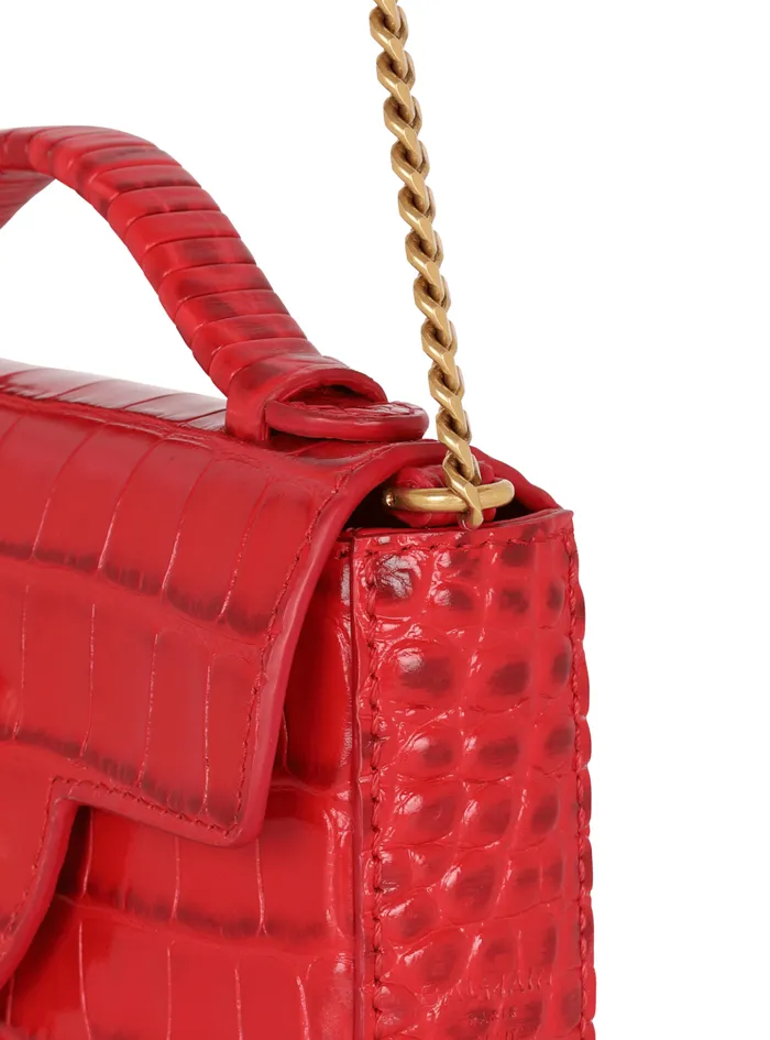 BBuzz Mini Bag In Crocodileprint Leather Red Women Balmain Handbags